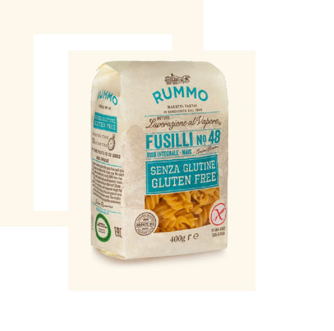 Rummo Fusilli N°48 Senza Glutine Lenta Lavorazione Gluten Free Durum Wheat Semolina Pasta 400g Bronze drawing