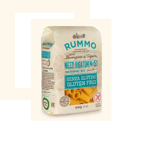 Rummo Mezzi Rigatoni N°51 Senza Glutine Lenta Lavorazione Gluten Free Durum Wheat Semolina Pasta 400g Bronze drawing