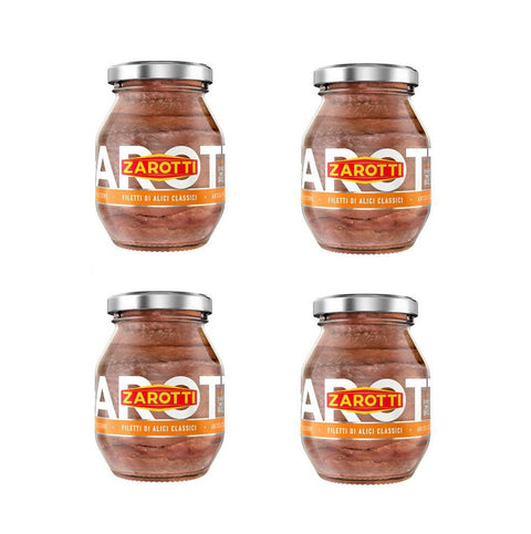 4x Zarotti Filetti di Alici Classici in olio di semi di Girasole Classic Anchovy Fillets in Sunflower Seed Oil 140 g