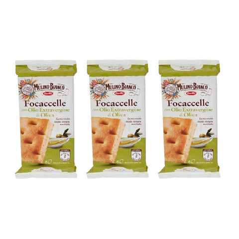 3x Mulino Bianco Focaccelle all'Olio Extra Vergine di Oliva savory snack 198g