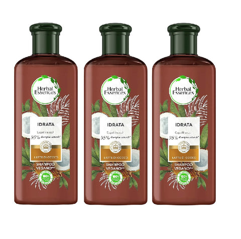 3x Herbal Essences Shampoo Formula Vegana con Olio di Cocco Vegan Formula Shampoo with Coconut Oil 250 ml