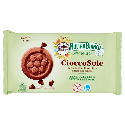 3x Mulino Bianco CioccoSole con Gocce di Cioccolato e Riso Croccante Chocolate Chip and Crispy Rice Biscuits 250g