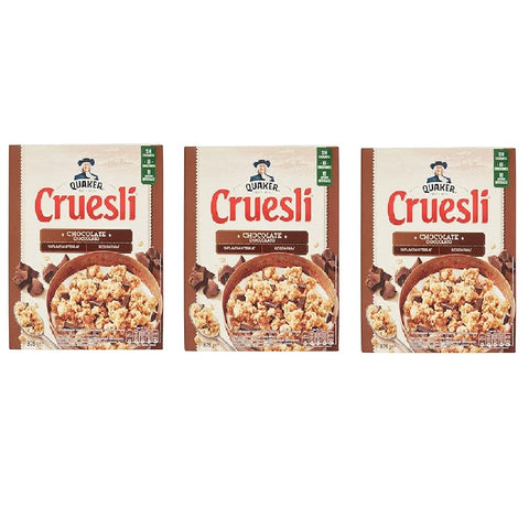 3x Quaker Cruesli Cioccolato Crunchy cereals, oats and chocolate 375gr