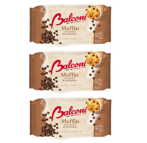 3x Balconi Muffin con gocce di cioccolato  Chocolate Chip Muffins 240gr