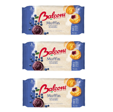 3x Balconi Muffin con cuore di mirtillo Muffin with blueberry heart 240gr