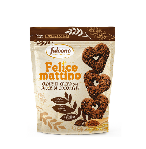 8x Falcone Felice Mattino Cuore di cacao con gocce di cioccolato cocoa biscuits with chocolate chips 500gr