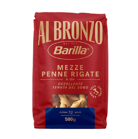 Barilla Mezze Penne Rigate al Bronzo Bronze Drawn Pasta 500