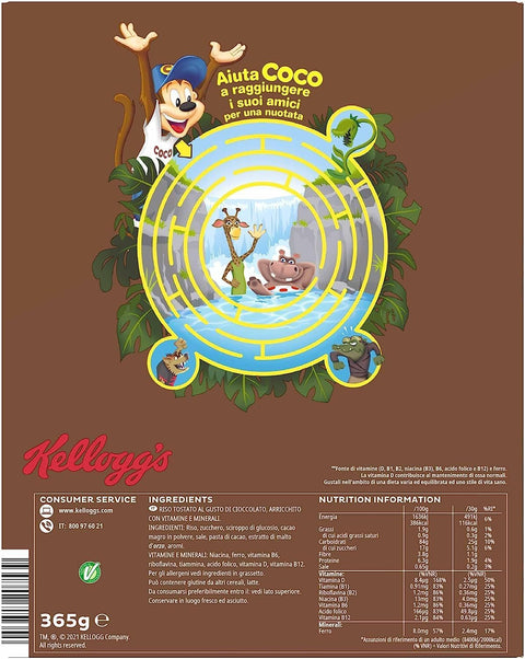 Kellog's Coco Pops RISETTI Chocolate Puffed Rice Cereal 365g