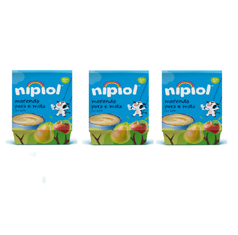 3x Nipiol merenda Mela e Pera Apple and pear snack (2x100g)