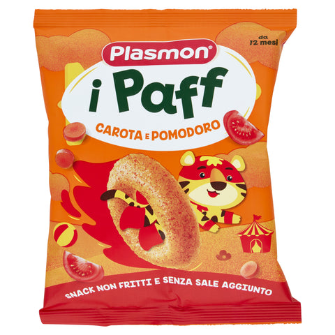 5x Plasmon Paff Carota e Pomodoro snacks for children 15gr