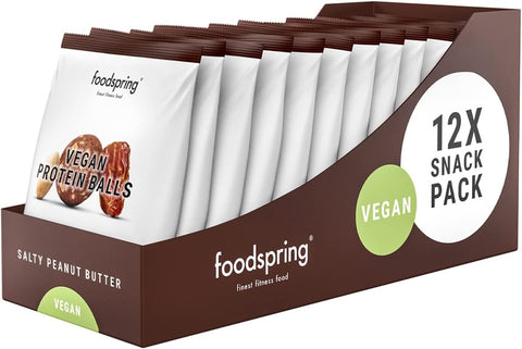 Foodspring Vegan Protein Balls Burro di arachidi salato Salted Peanut Butter 12 x 40g