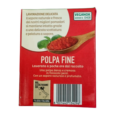 8x Valfrutta Green Polpa fine 100% Italian chopped tomatoes 390gr