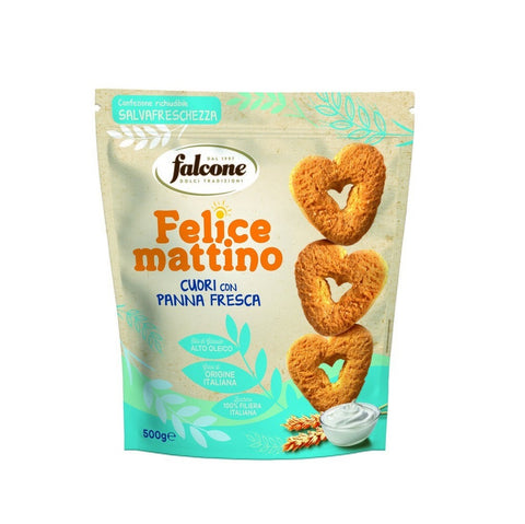 8x Falcone Felice Mattino Cuori con panna fresca biscuits with fresh cream 500g