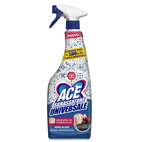 8x Ace Sgrassatore Universale Profumo di Marsiglia senza candeggina Universal Degreaser Marseille Scent Without Bleach 600 ml