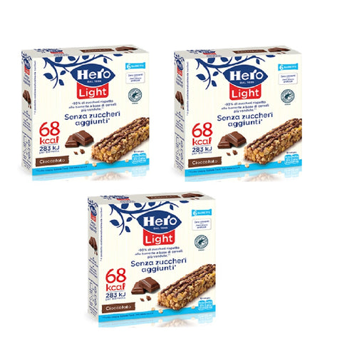 3x Hero Light Barrette al Cioccolato chocolate bars 6x20gr