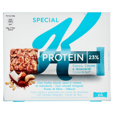 5x Kellogg's Special K High Protein Barretta con Cocco, Cacao e Anacardi protein bars 129g