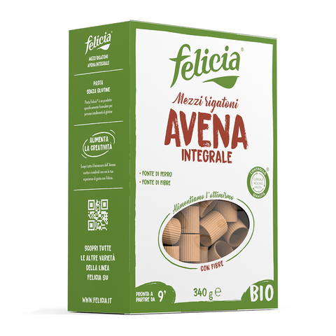 3x Felicia Mezzi Rigatoni con Avena Integrale Organic pasta with whole oat flour 340g