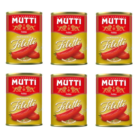 6x Mutti Pomodori a Filetti 100% Italian Filleted Tomatoes 400g