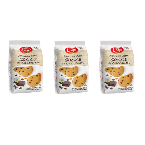 3x Gastone Lago Frollini con Gocce di Cioccolato 320gr - Cookies with chocolate chips