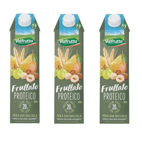 3x Valfrutta Frullato Proteico Frullato proteico pera, uva e nocciola Pear, grape and hazelnut protein smoothie 1000ml