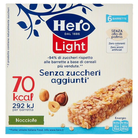 10x Hero Light Barrette alle Nocciole Hazelnut bars 6x20gr