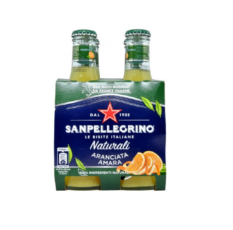 San Pellegrino L'Aranciata Amara Bitter Orangeade 4x20cl in glass