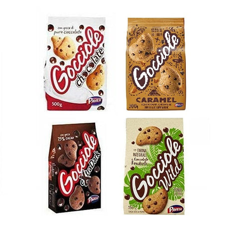 Testpaket Pavesi Gocciole Italian Biscuits Cookies Chocolate Extra Dark Hazelnut Wild (4x packs)