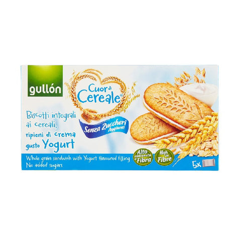 8x Gullon Cuor Di Cereale Biscotti Ripieni Di Crema Gusto Yogurt Wholemeal Cereal Biscuits Filled With Yogurt Flavored Cream 220gr