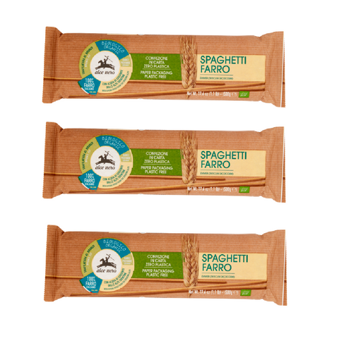 3x Alce Nero Spaghetti al farro BIO Organic spelled pasta 500g