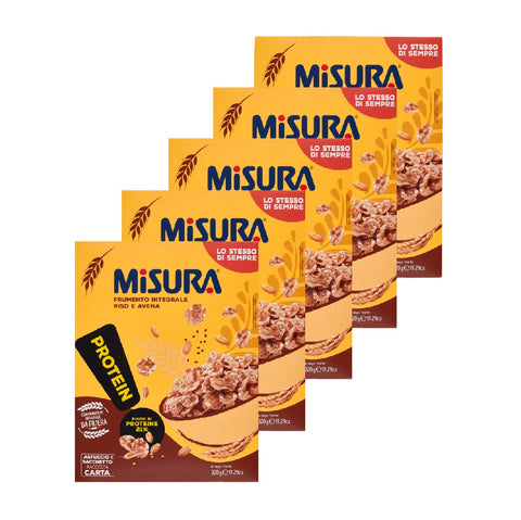 5x Misura Protein cereali riso e avena cereals whole wheat rice and oats 320gr