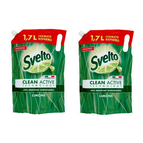 2x Svelto Limone Ecoricarica Lemon Dish Detergent 1700 ml