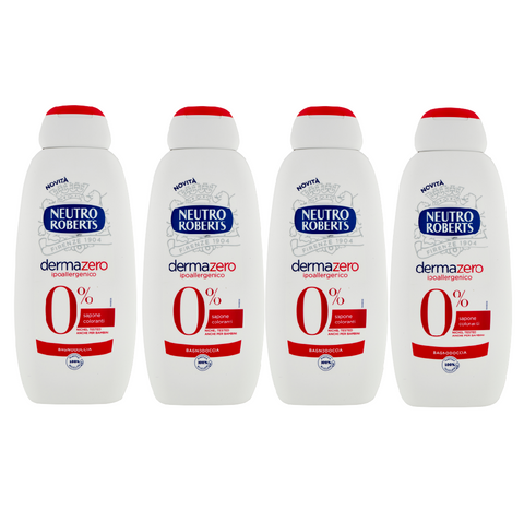 4x Neutro Roberts Bagnodoccia Dermazero Hypoallergenic body wash 450ml