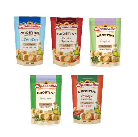 Test pack Panealba Crostini snack Savoury Non Fried (15 x 100g)