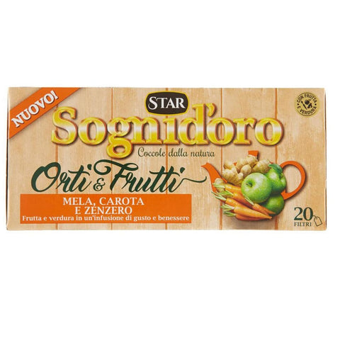 Star Sognid'oro Orti&Frutti infusion of apple, carrot and ginger Each pack contains 20 filters of 2g