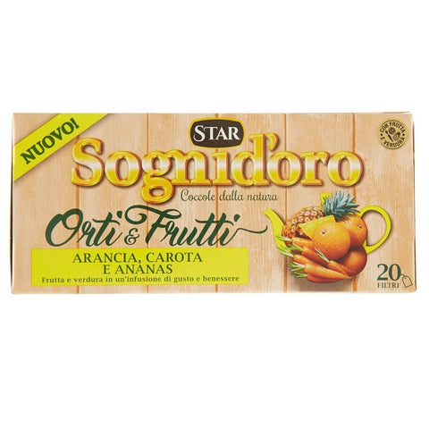 Star Sognid'oro Orti&Frutti Orange, Carrot and Pineapple Infusion Each pack contains 20 filters of 2.5 g