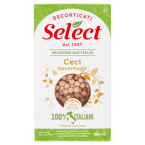 Select Ceci Decorticati Shelled Chickpeas 100% Italian Legumes Paper packaging of 400g