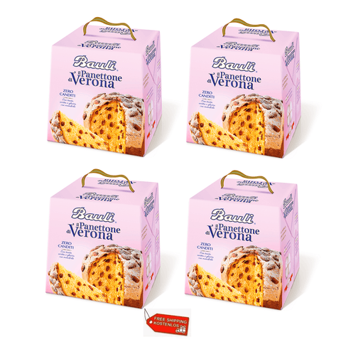 Bauli Christmas Sweets 4x Bauli Panettone Di Verona Zero Canditi No Candied Fruit with Almond and Raisins 1Kg 8001720021209