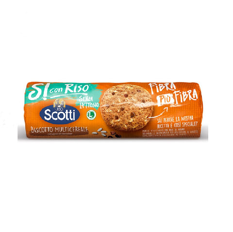 Riso Scotti Si con Riso Biscotto Multicereale con gocce di cioccolato FIBRA PIÙ FIBRA 250gr -  Multigrain cookie with chocolate drops