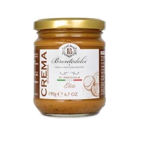 Brontedolci Crema Spalmabile di Nocciola Spread Hazelnut Cream in Glass from Sicily with 40% (190g) - Italian Gourmet UK