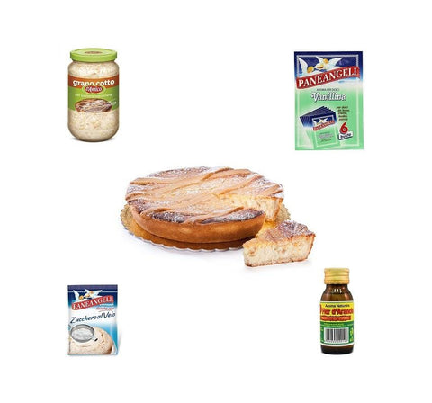 Kit 4in1 ingredients for Neapolitan Pastiera Grano Cotto Flavor Vanillina powdered sugar - Italian Gourmet UK