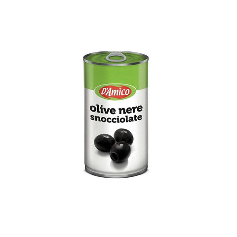 D'Amico Olive Nere Snocciolate Pitted Black Olives 350g Can - Italian Gourmet UK