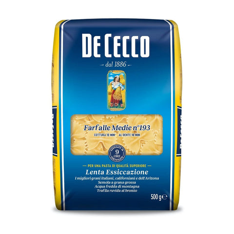 De Cecco Pasta De Cecco Farfalle Medie n°193 Durum Wheat Semolina Pasta 500g