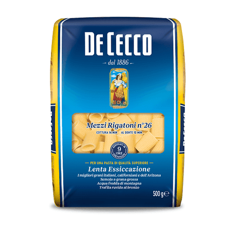 De Cecco Mezzi Rigatoni n ° 26 pasta 500g - Italian Gourmet UK