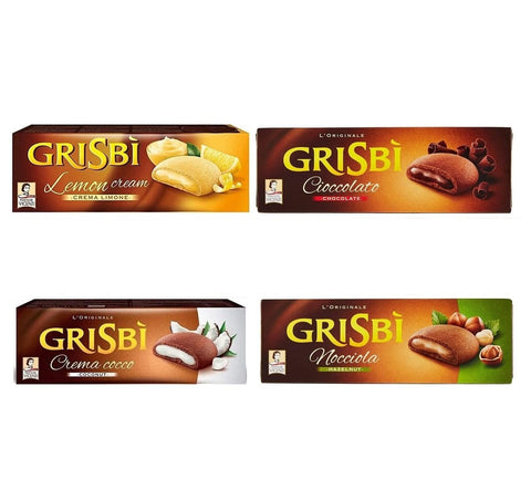 Test Pack Matilde Vicenzi Grisbì Cioccolato Nocciola Cocco Limone (4x150g) - Italian Gourmet UK