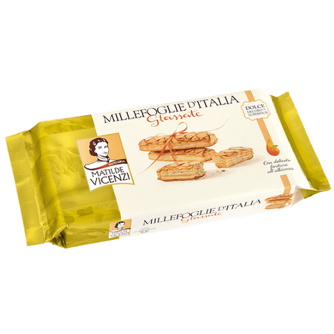 Matilde Vicenzi Millefoglie D'Italia Glassate Puff pastry with apricot glaze 125g - Italian Gourmet UK