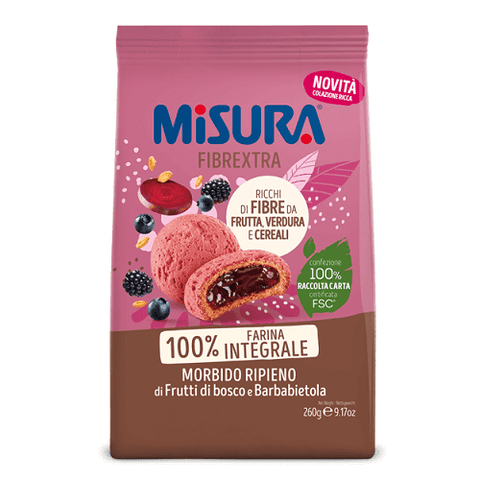 Misura Fibrextra Frollini Ripieni Biscuits Filled with Berries and Beetroot 260g - Italian Gourmet UK