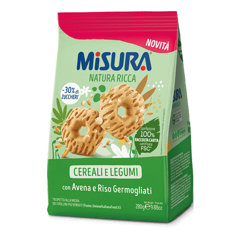 Misura Natura Ricca Biscotti Cereali e Legumi Biscuits with Cereals and Legumes 280g - Italian Gourmet UK