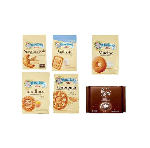 Test pack Mulino Bianco Macine Galletti Spicchi di Sole Girotondi Tarallucci Biscocrema (6x packs) - Italian Gourmet UK