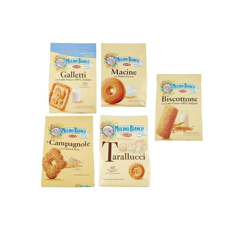 Test pack Mulino Bianco Tarallucci Galletti Macine Campagnole Biscottone Italian Biscuits 5x700g - Italian Gourmet UK