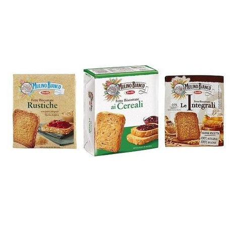 Test Pack Mulino Bianco Fette Biscottate Cereali Rustiche Integrali wholemeal Rusks 3x315g - Italian Gourmet UK